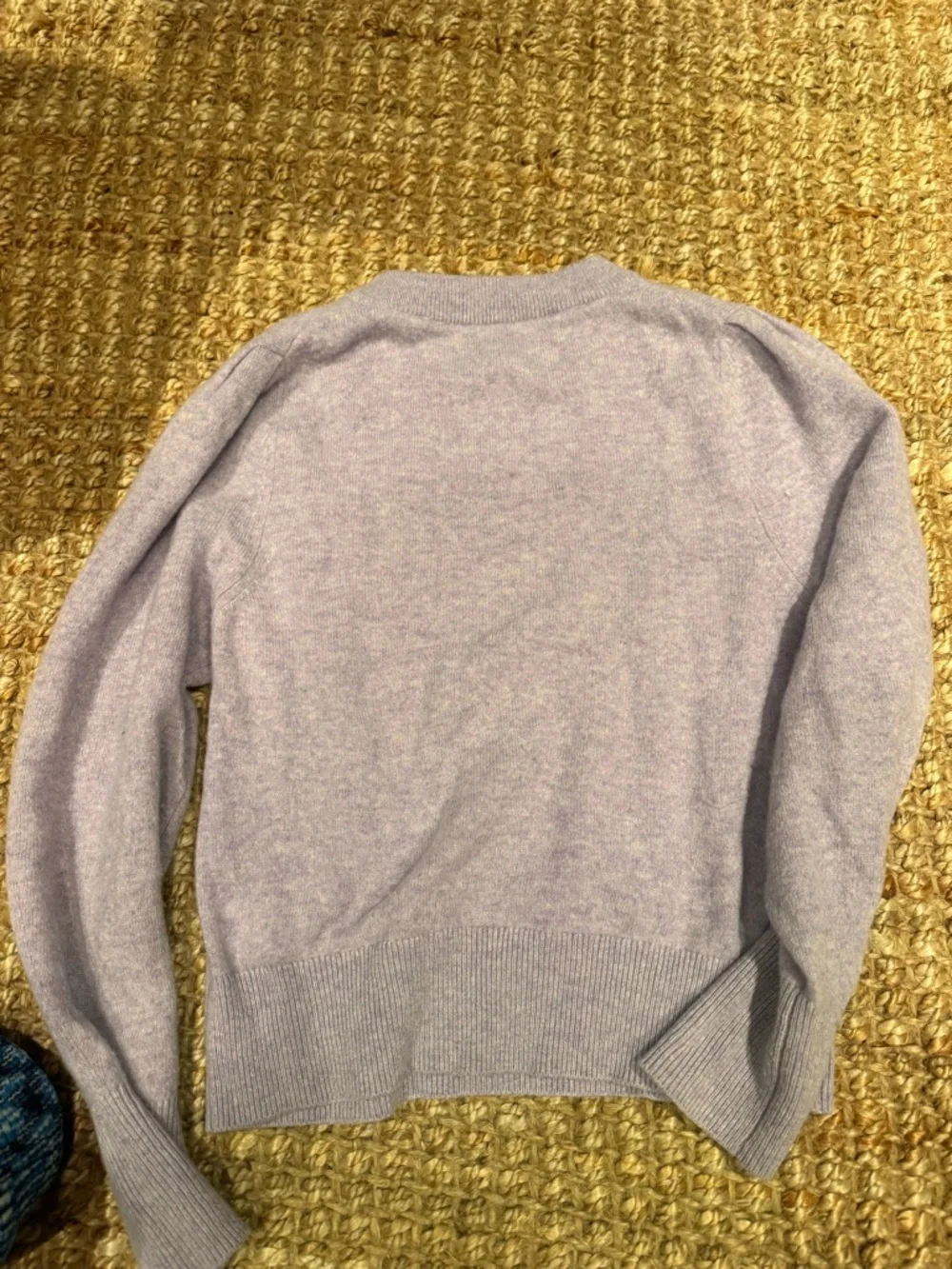 White and Warren Lavender Puff-Sleeve Crewneck Sweater-L